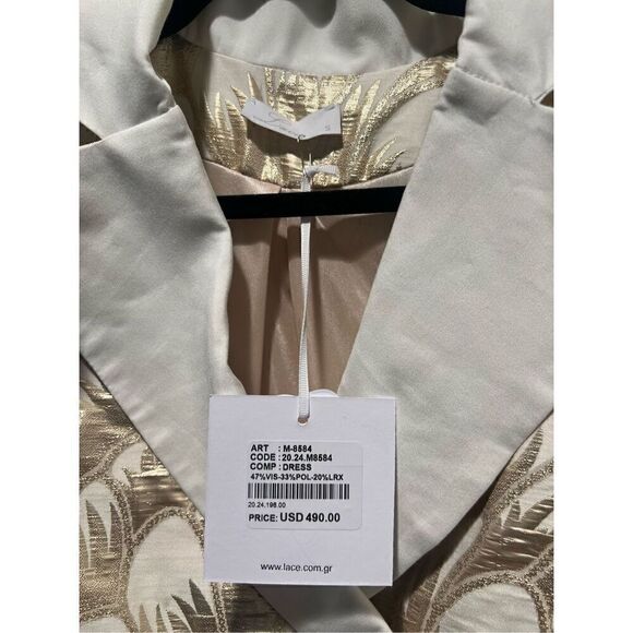 LACE The Label Gold Brocade Cape Sleeve Blazer Mini Dress Size S NWT$490 - Picture 6 of 8